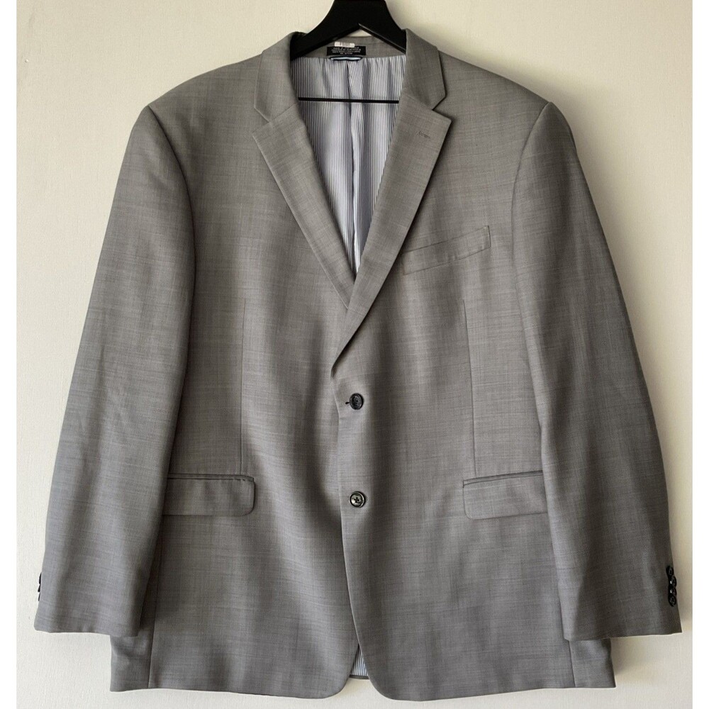 Tommy Hilfiger Men's 46R 100% Wool Gray 2 Button Blazer Suit Jacket Sport Coat